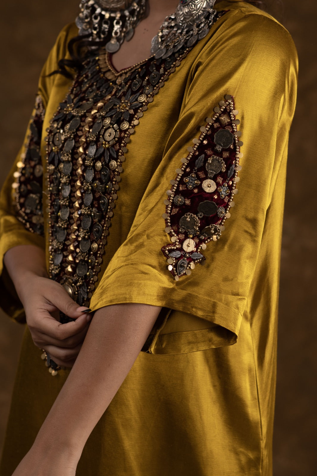 Rubina mustard and maroon combination 3pc set