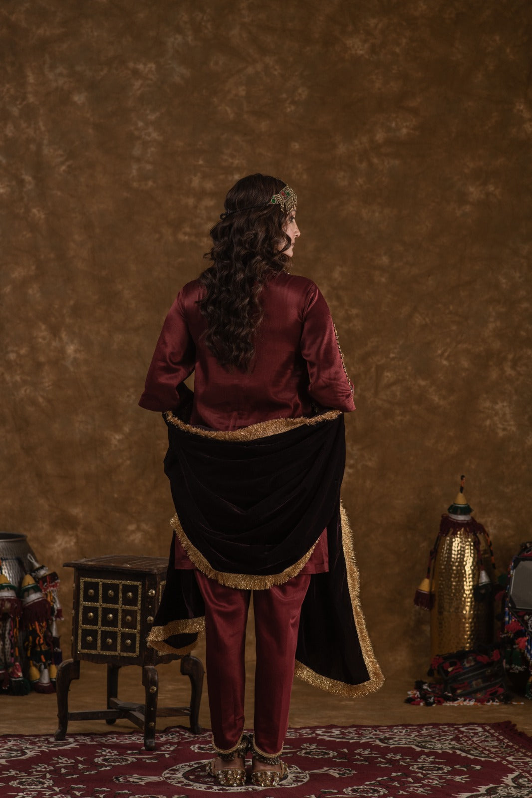Rubina maroon and wine combination 3pc set