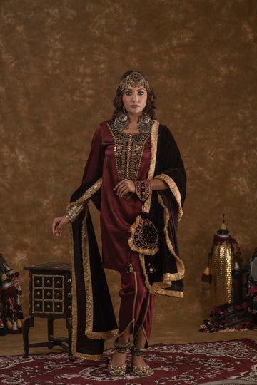 Rubina maroon and wine combination 3pc set